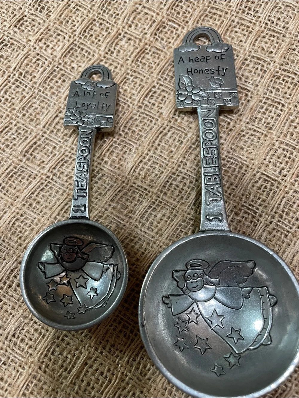 Pewter-Finish Angel Measuring Spoon Set - Silver